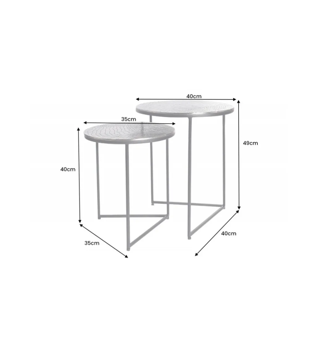 Stolik kawowy TARIM set 2 srebrny*Invicta Interior Clearance