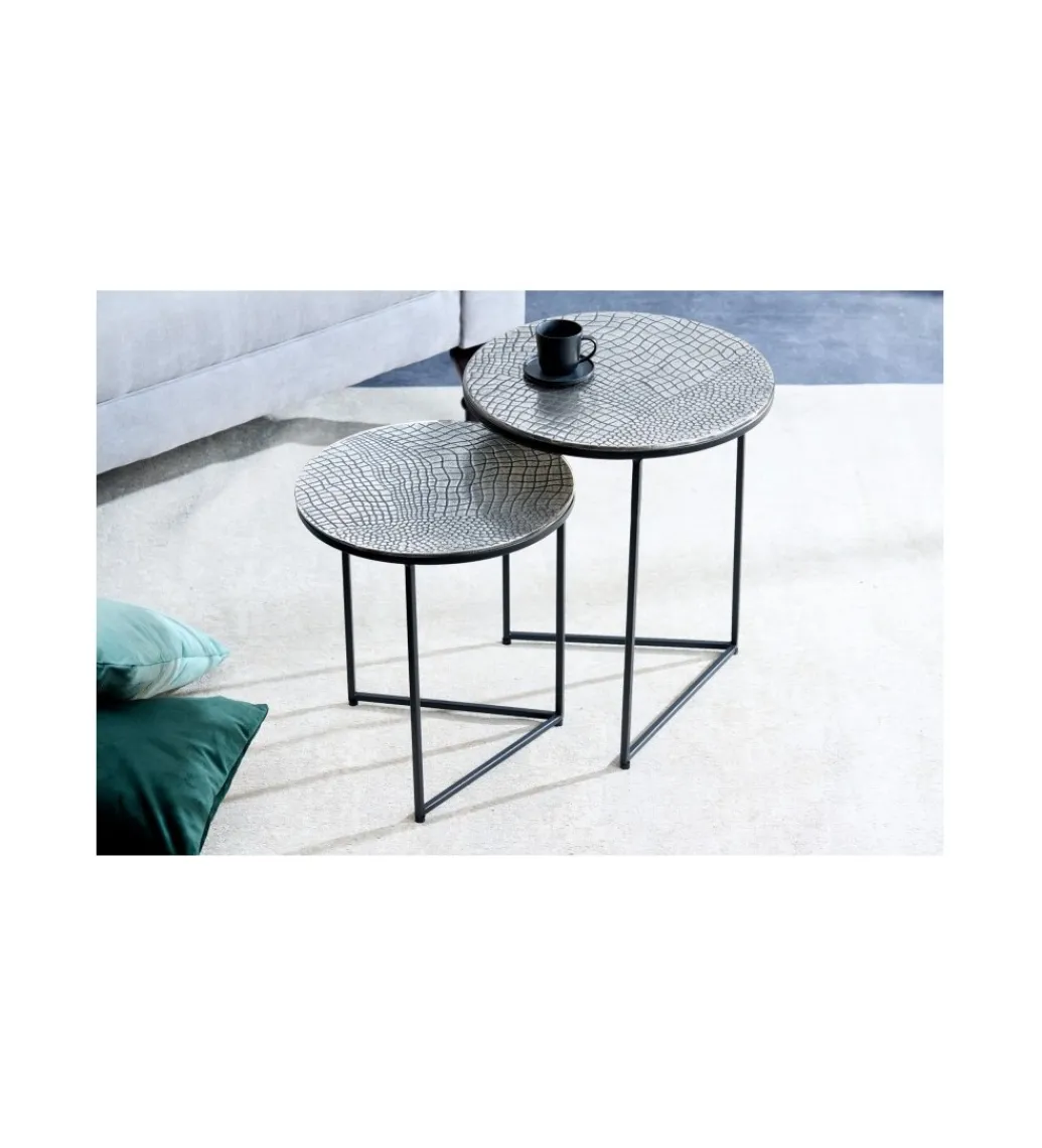 Stolik kawowy TARIM set 2 srebrny*Invicta Interior Clearance