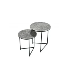 Stolik kawowy TARIM set 2 srebrny*Invicta Interior Clearance