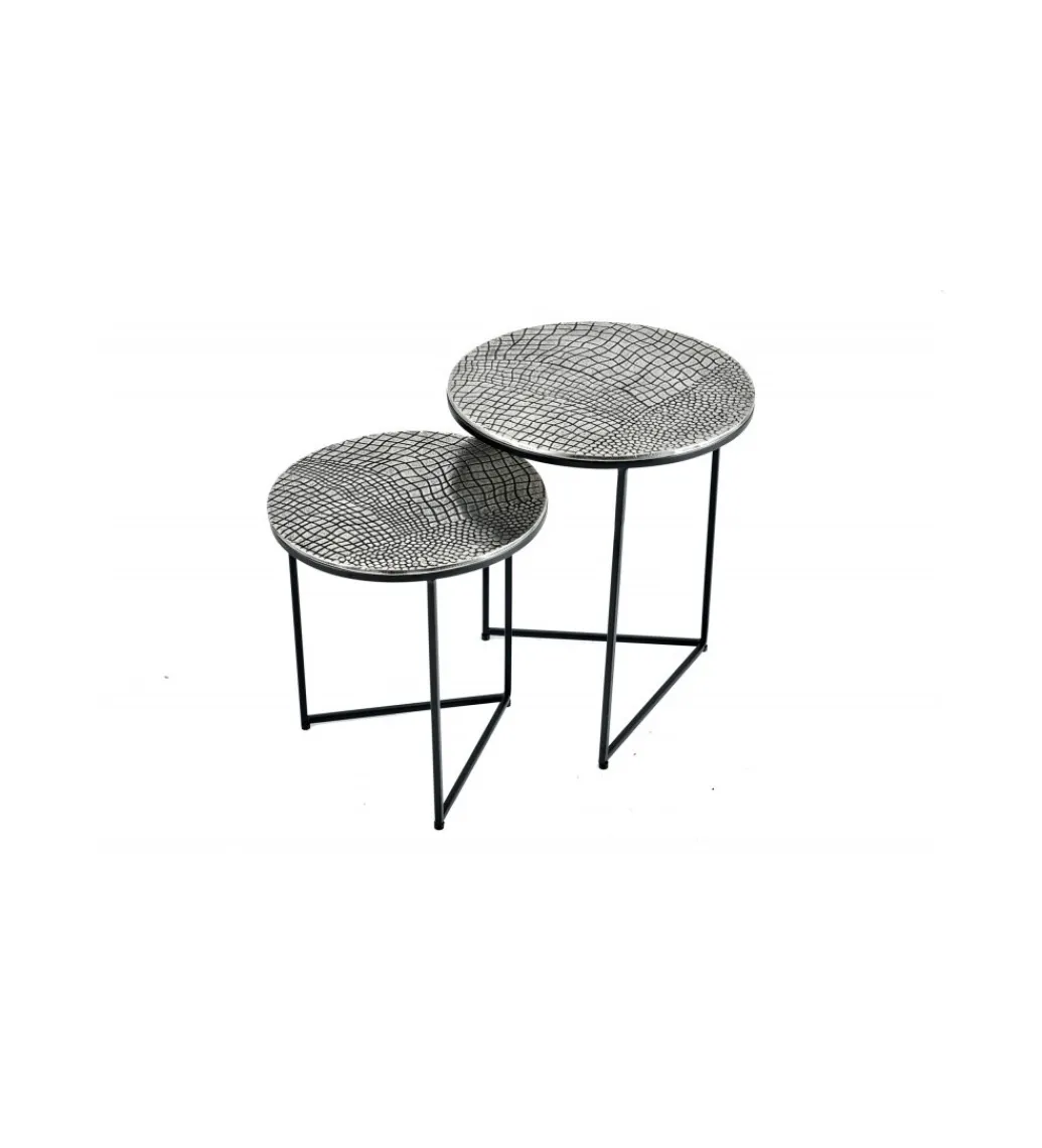 Stolik kawowy TARIM set 2 srebrny*Invicta Interior Clearance