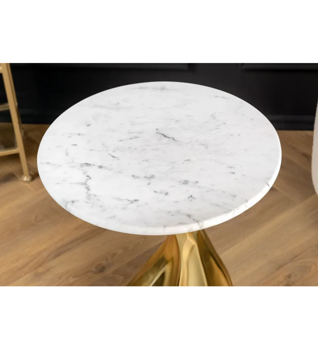 Stolik kawowy TEAR 60 cm złoty biały marmur*Invicta Interior - przedsprzedaż Hot