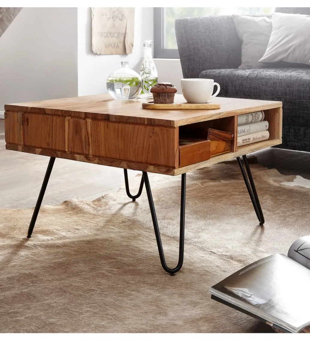 Stolik kawowy TINAR 60 cm drewno akacja*WOHNLING, GERMANY Sale