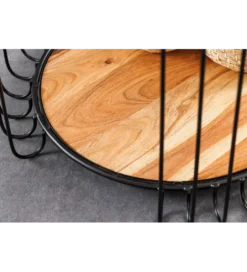 Stolik kawowy TRUE ELEMENTS 46 cm drewno akacjowe czarny naturalny*Invicta Interior