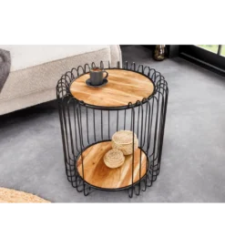 Stolik kawowy TRUE ELEMENTS 46 cm drewno akacjowe czarny naturalny*Invicta Interior