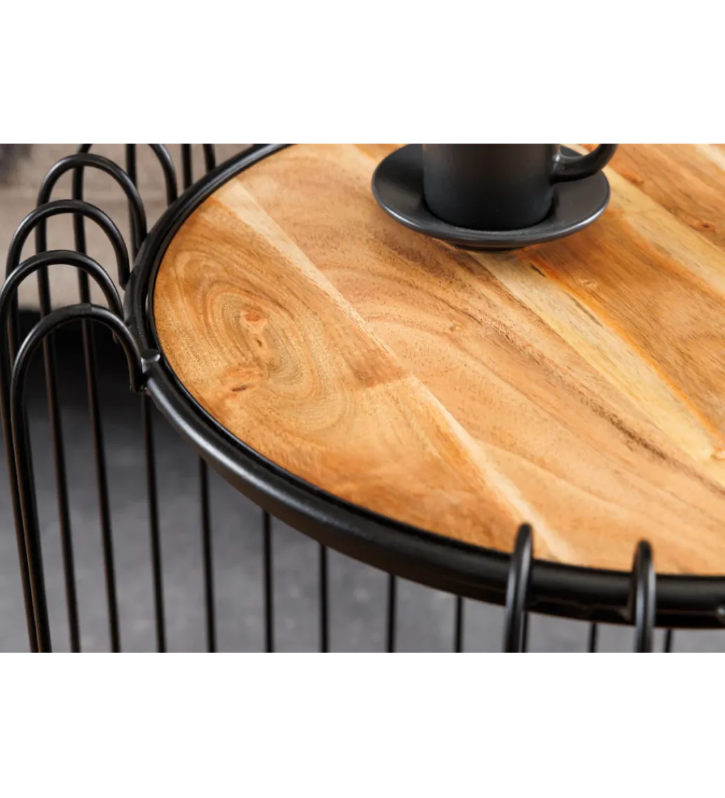 Stolik kawowy TRUE ELEMENTS 46 cm drewno akacjowe czarny naturalny*Invicta Interior