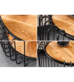 Stolik kawowy TRUE ELEMENTS 46 cm drewno akacjowe czarny naturalny*Invicta Interior