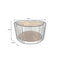 Stolik kawowy TRUE ELEMENTS 70 cm drewno akacjowe czarny naturalny*Invicta Interior Online