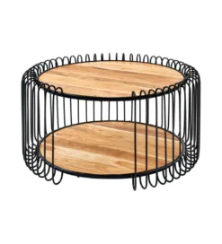 Stolik kawowy TRUE ELEMENTS 70 cm drewno akacjowe czarny naturalny*Invicta Interior Online
