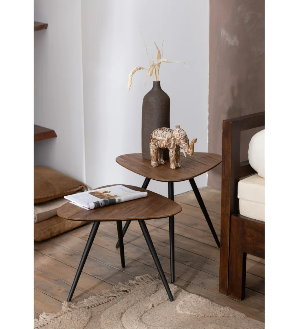 Stolik kawowy UDINE set 2 drewno teak*J-Line Clearance