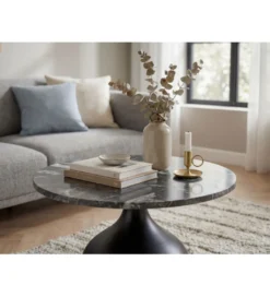 Stolik kawowy URANAKI 60 cm blat marmur*WOHNLING, GERMANY
