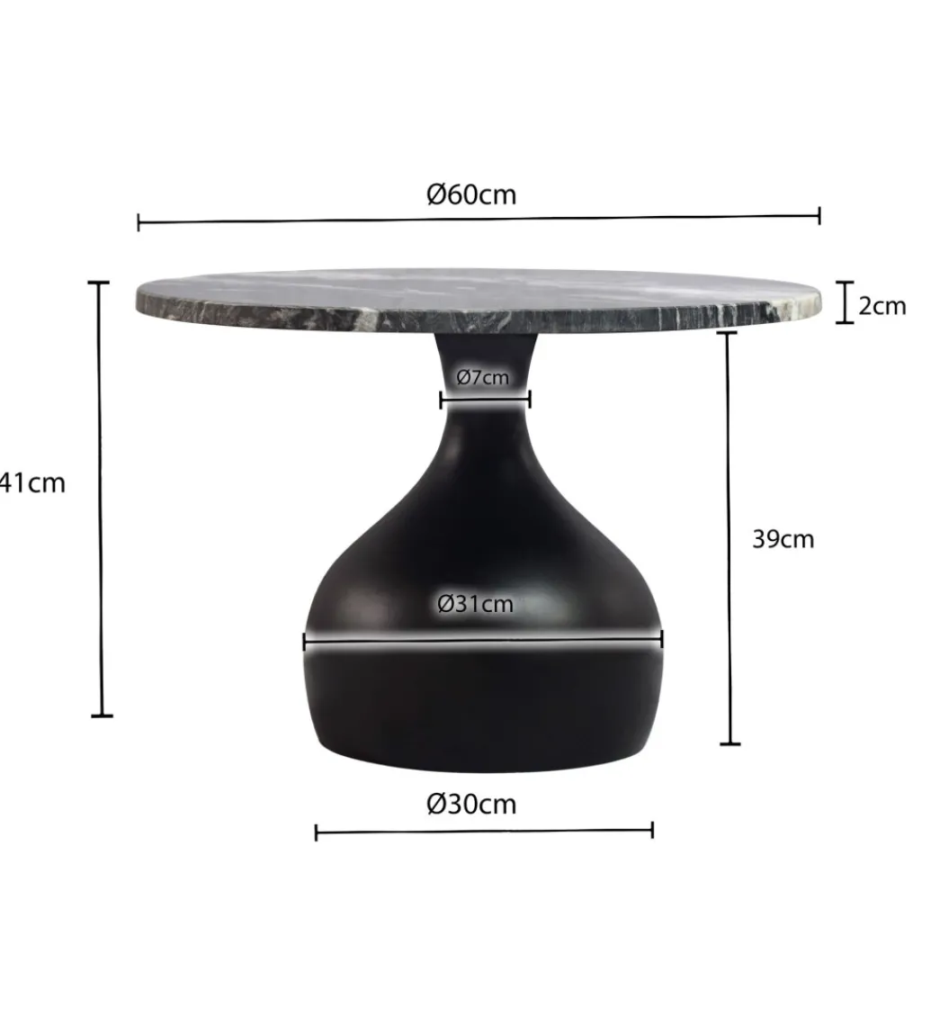 Stolik kawowy URANAKI 60 cm blat marmur*WOHNLING, GERMANY