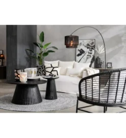 Stolik kawowy VINCENT 90 cm drewno mango czarny*J-Line