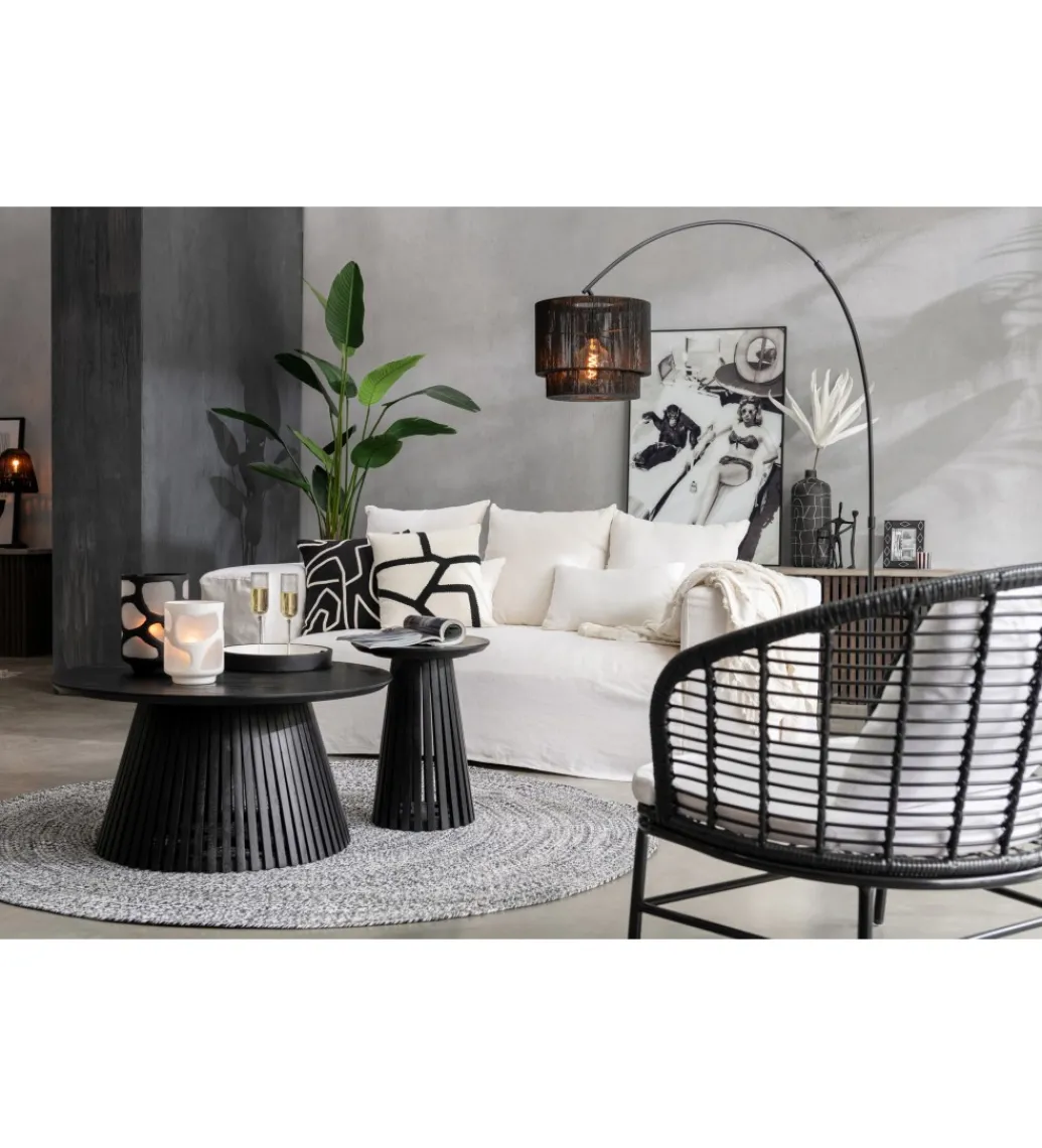Stolik kawowy VINCENT 90 cm drewno mango czarny*J-Line