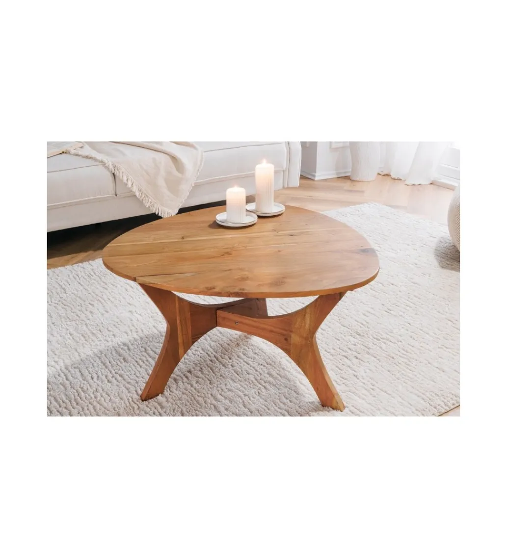 Stolik kawowy WELS 70 cm drewno akacja honey*Invicta Interior Sale