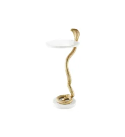 Stolik kawowy WILDLIFE COBRA 60 cm złoty biały marmur*Invicta Interior Discount