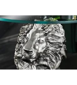 Stolik kawowy WILDLIFE LION 60 cm antyczne srebro*Invicta Interior