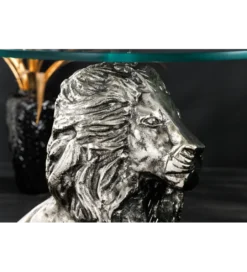 Stolik kawowy WILDLIFE LION 60 cm antyczne srebro*Invicta Interior