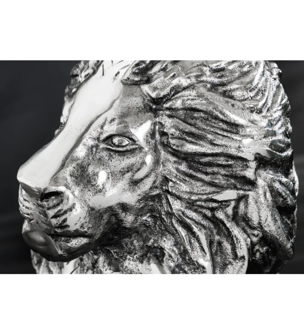 Stolik kawowy WILDLIFE LION 60 cm antyczne srebro*Invicta Interior