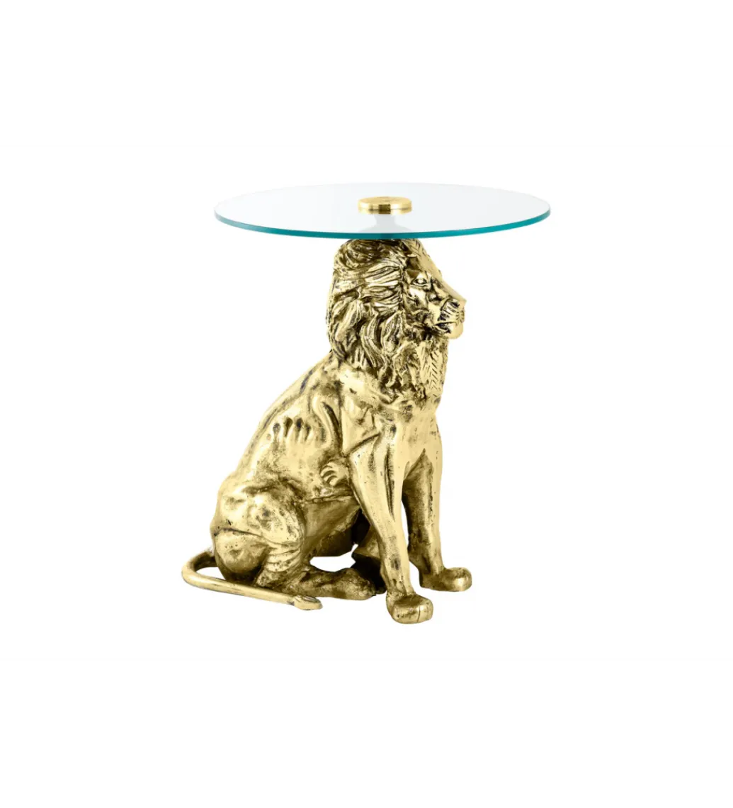 Stolik kawowy WILDLIFE LION 60 cm antyczne złoto*Invicta Interior Clearance