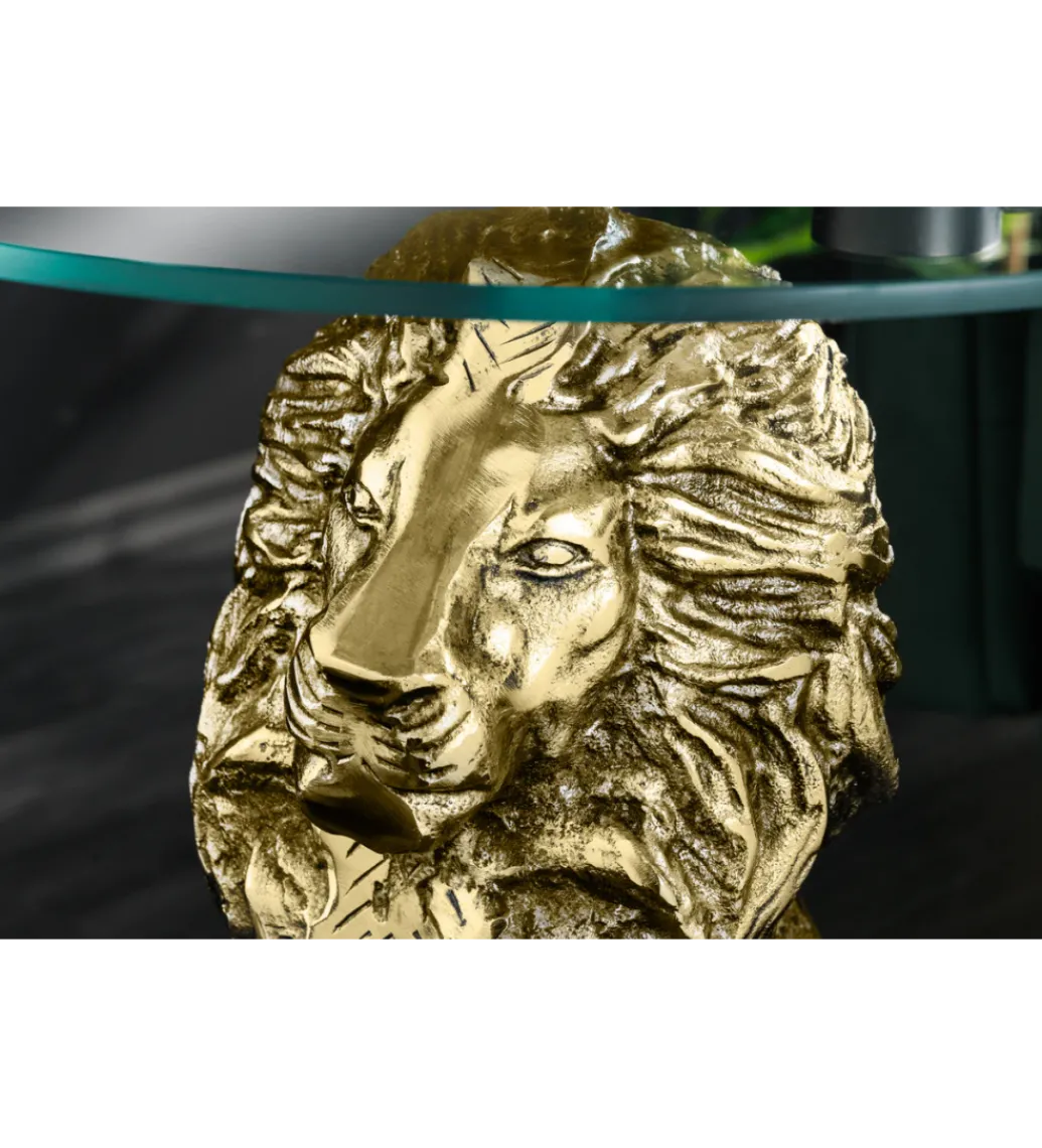 Stolik kawowy WILDLIFE LION 60 cm antyczne złoto*Invicta Interior Clearance