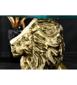Stolik kawowy WILDLIFE LION 60 cm antyczne złoto*Invicta Interior Clearance