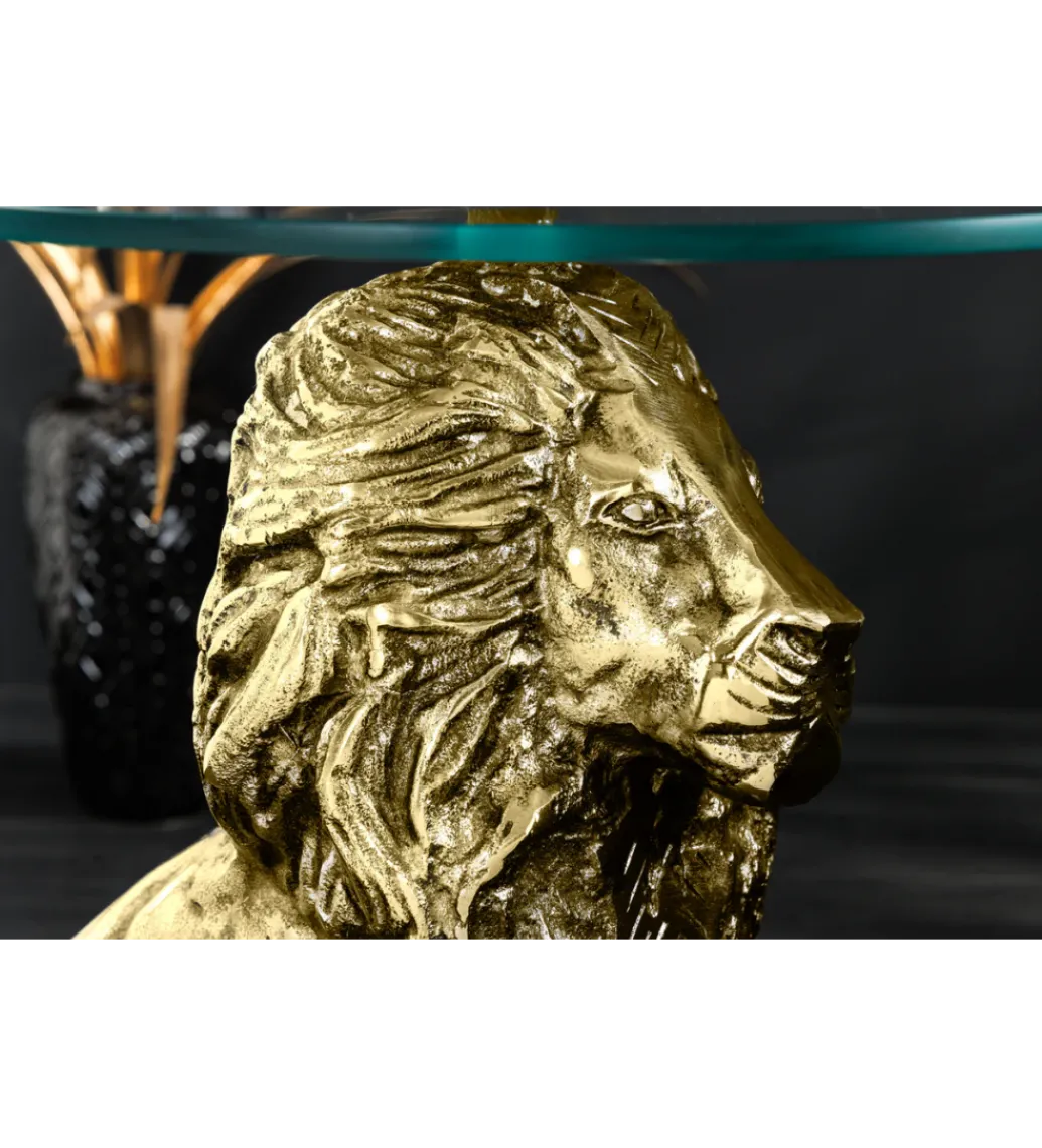 Stolik kawowy WILDLIFE LION 60 cm antyczne złoto*Invicta Interior Clearance