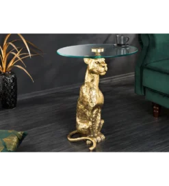 Stolik kawowy WILDLIFE PANTHER 60 cm antyczne złoto*Invicta Interior New