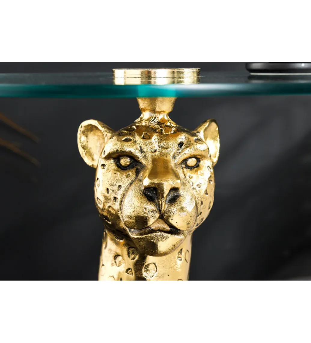Stolik kawowy WILDLIFE PANTHER 60 cm antyczne złoto*Invicta Interior New