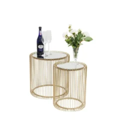 Stolik kawowy Wire set Brass zestaw 2 złoty*KARE Hot