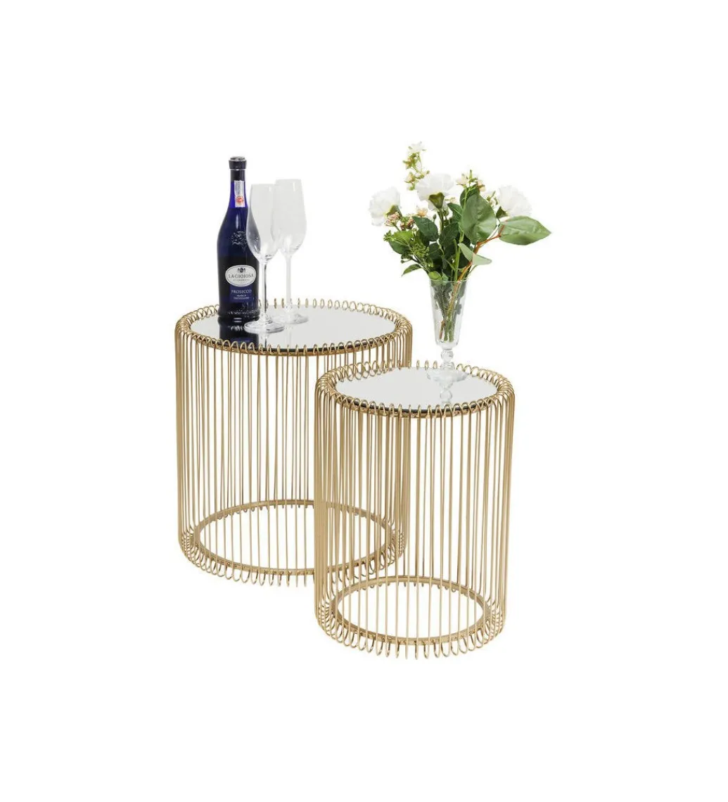 Stolik kawowy Wire set Brass zestaw 2 złoty*KARE Hot