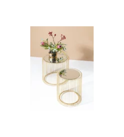Stolik kawowy Wire set Brass zestaw 2 złoty*KARE Hot