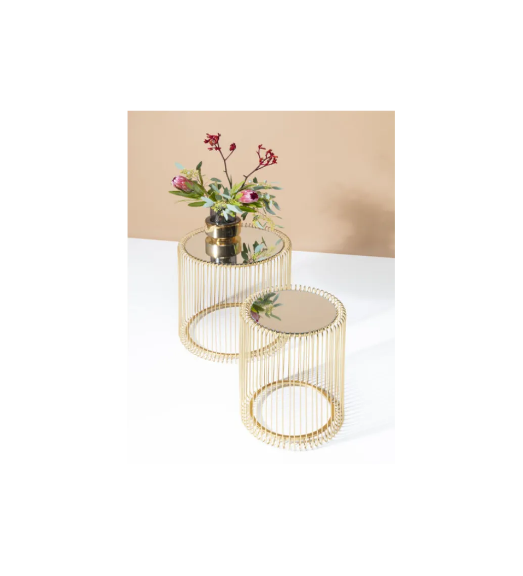 Stolik kawowy Wire set Brass zestaw 2 złoty*KARE Hot