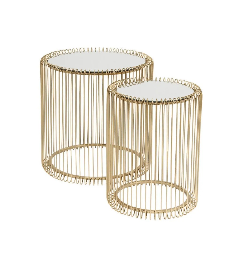 Stolik kawowy Wire set Brass zestaw 2 złoty*KARE Hot
