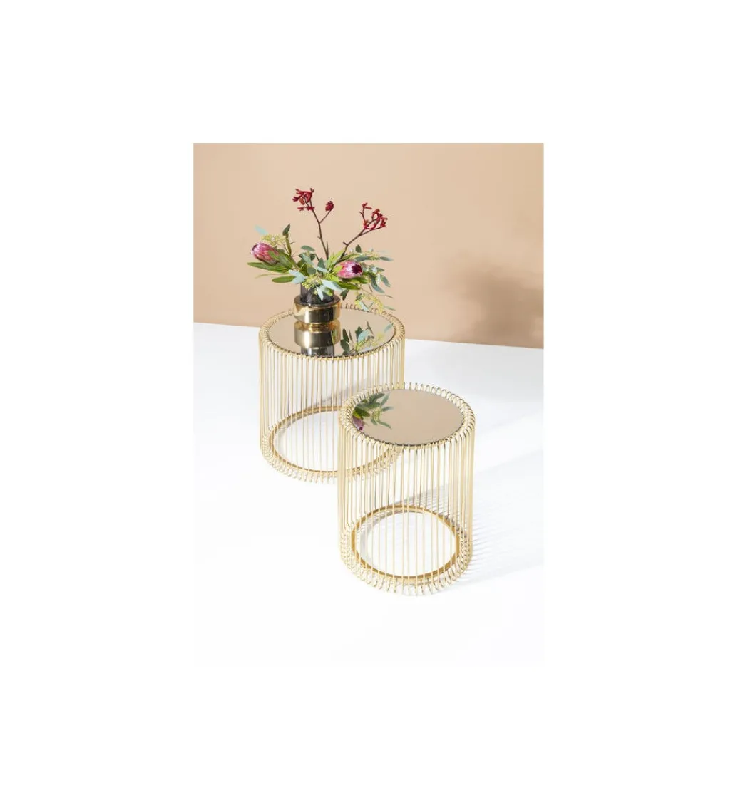 Stolik kawowy Wire set Brass zestaw 2 złoty*KARE Hot