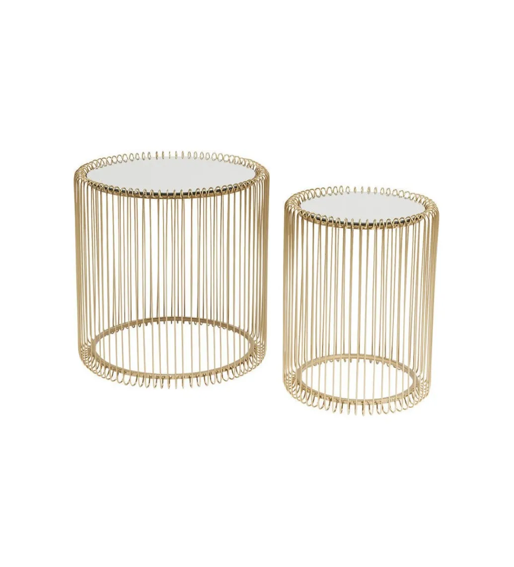 Stolik kawowy Wire set Brass zestaw 2 złoty*KARE Hot