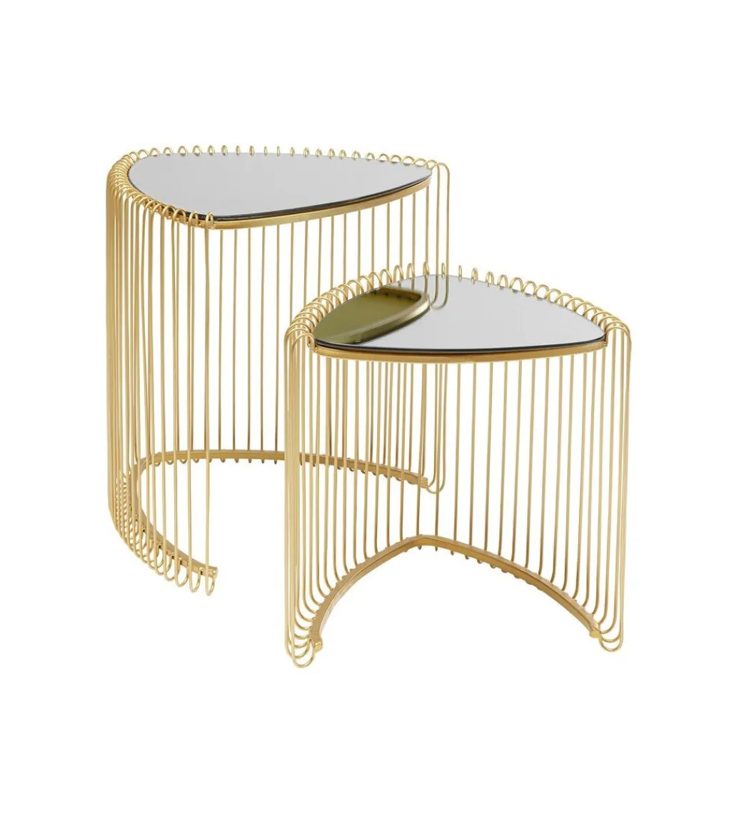 Stolik kawowy Wire Triangle set 2 złoty*KARE Outlet