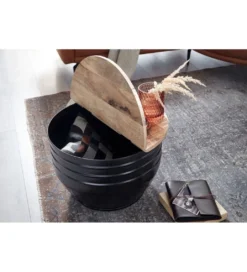 Stolik kawowy WOHNLING 60 cm drewno mango naturalny czarny*WOHNLING, GERMANY Outlet