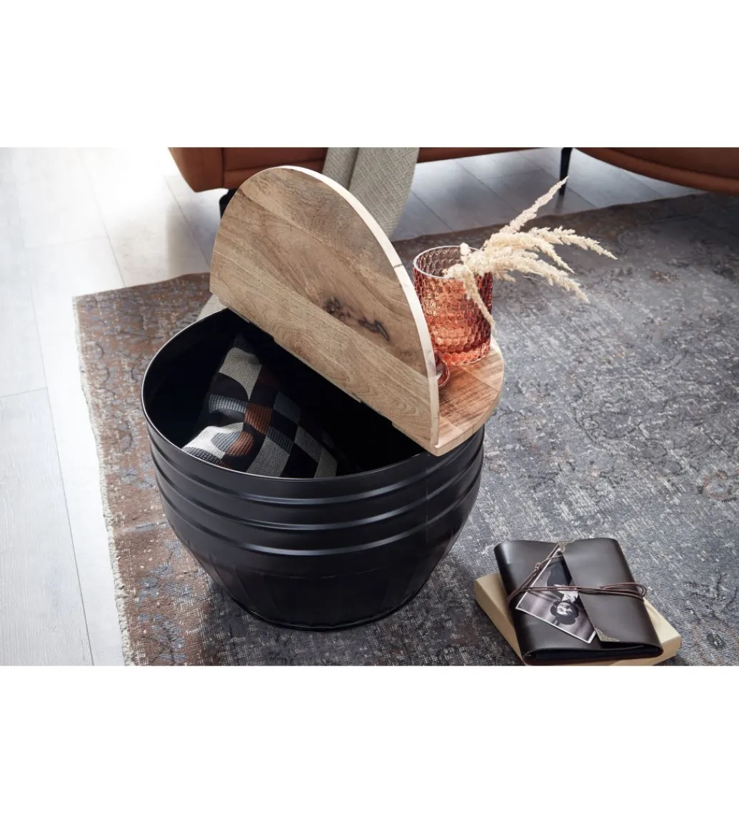 Stolik kawowy WOHNLING 60 cm drewno mango naturalny czarny*WOHNLING, GERMANY Outlet