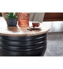 Stolik kawowy WOHNLING 60 cm drewno mango naturalny czarny*WOHNLING, GERMANY Outlet