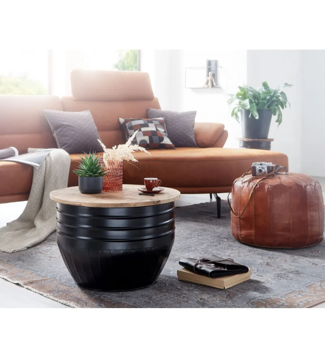 Stolik kawowy WOHNLING 60 cm drewno mango naturalny czarny*WOHNLING, GERMANY Outlet