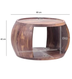 Stolik kawowy WOHNLING 60 cm drewno sheesham*WOHNLING, GERMANY Outlet