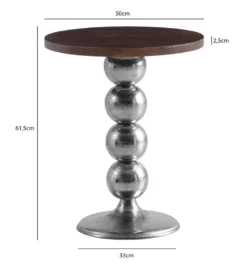 Stolik kawowy WOHNLING 50 cm drewno mango srebrny*WOHNLING, GERMANY Discount