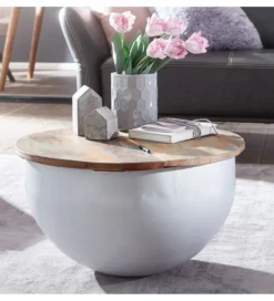 Stolik kawowy WOHNLING 60 cm naturalny biały*WOHNLING, GERMANY