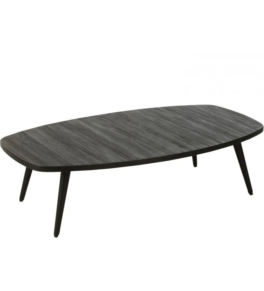 Stolik kawowy ZAMBIA 120 cm drewno teak czarny*J-Line Outlet