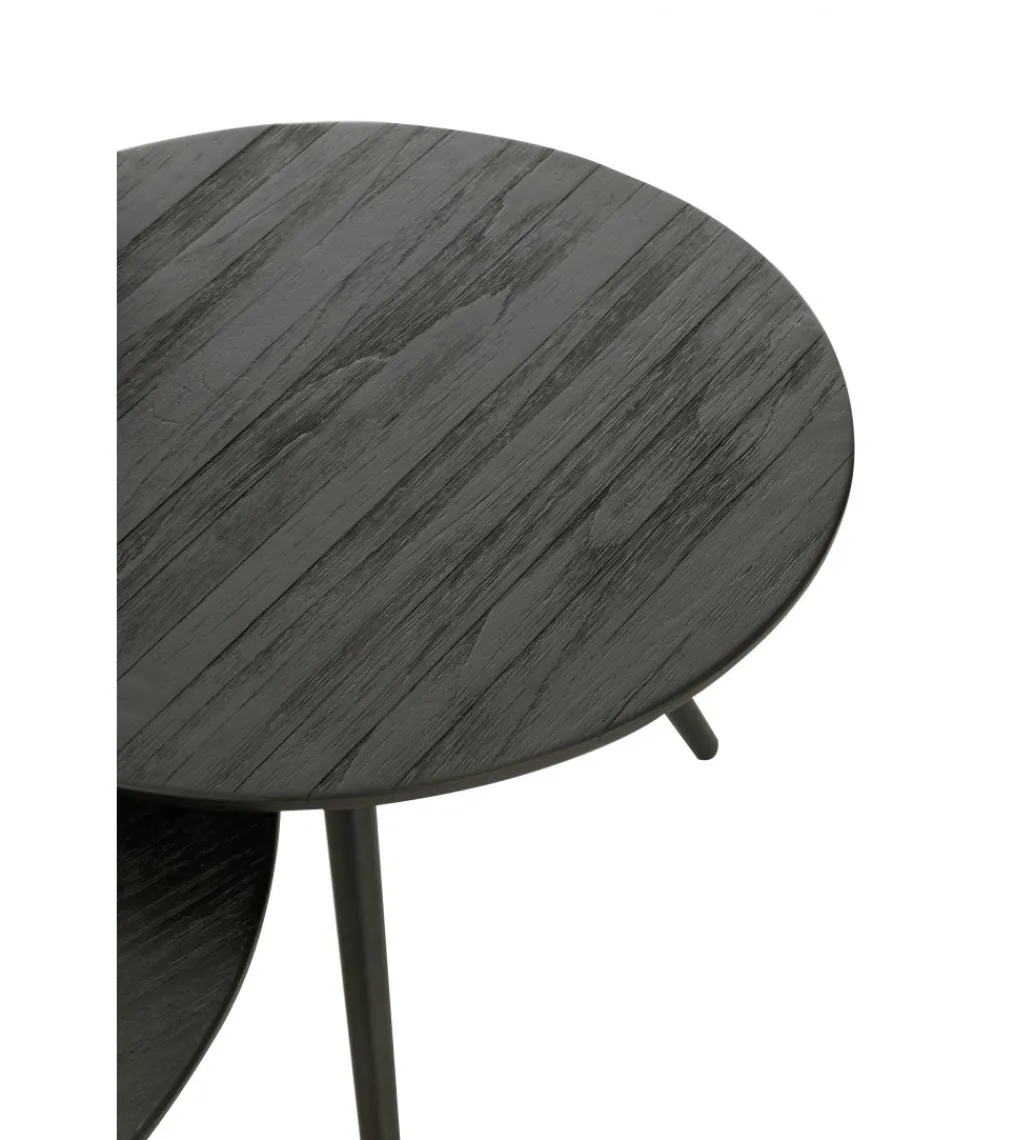 Stolik kawowy ZAMBIA set 4 drewno teak czarny*J-Line Hot