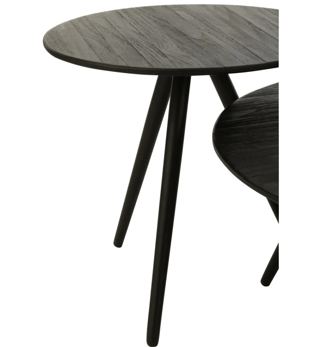 Stolik kawowy ZAMBIA set 4 drewno teak czarny*J-Line Hot