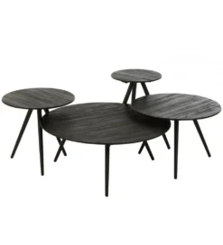 Stolik kawowy ZAMBIA set 4 drewno teak czarny*J-Line Hot