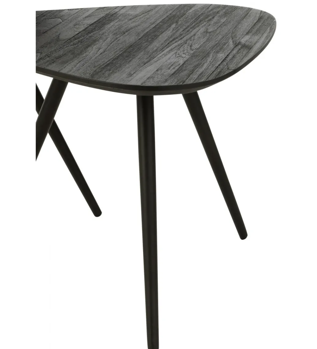Stolik kawowy ZAMBIA set 2 drewno teak czarny*J-Line Hot