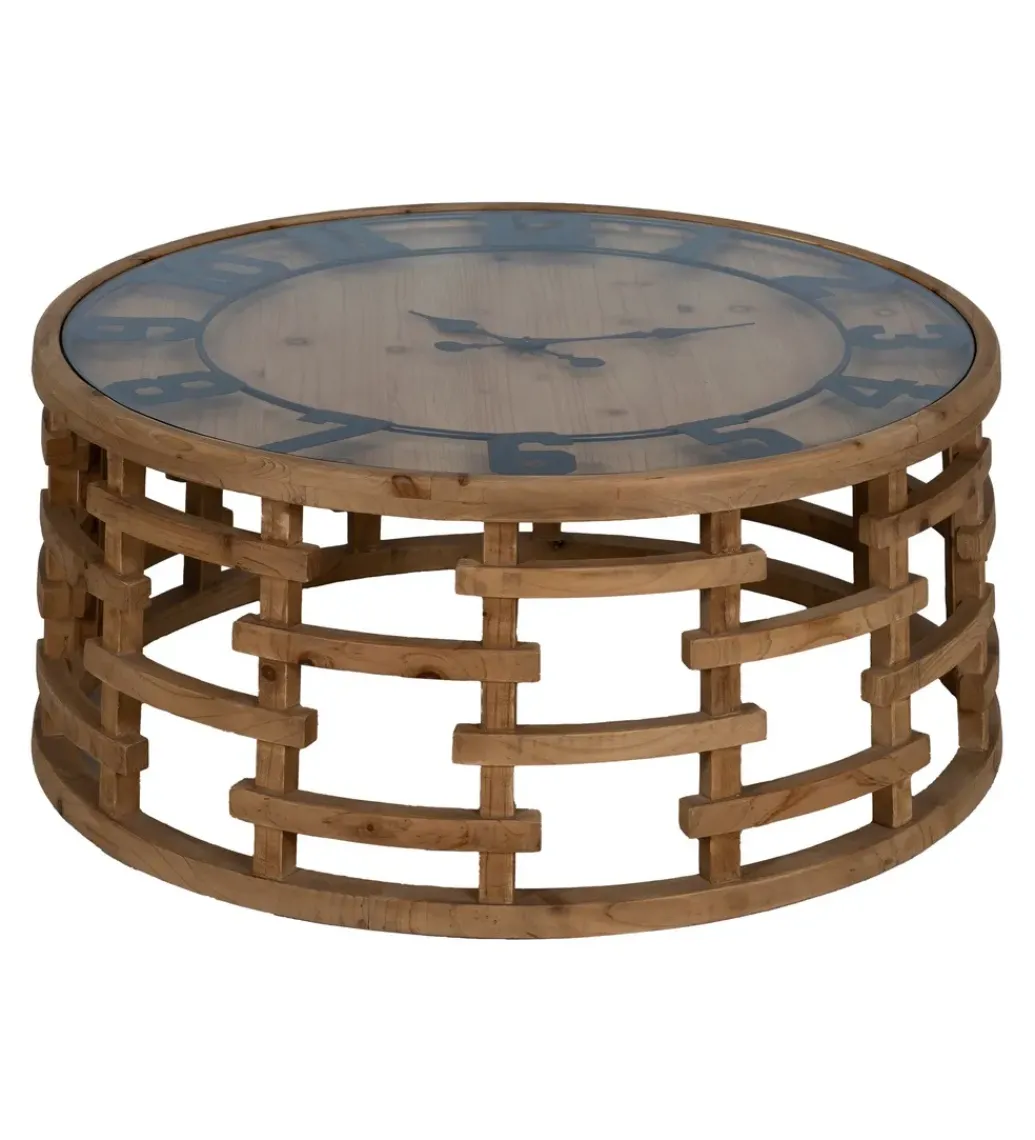 Stolik kawowy ZEGAR 80 cm drewno jodła*Zona-Design New