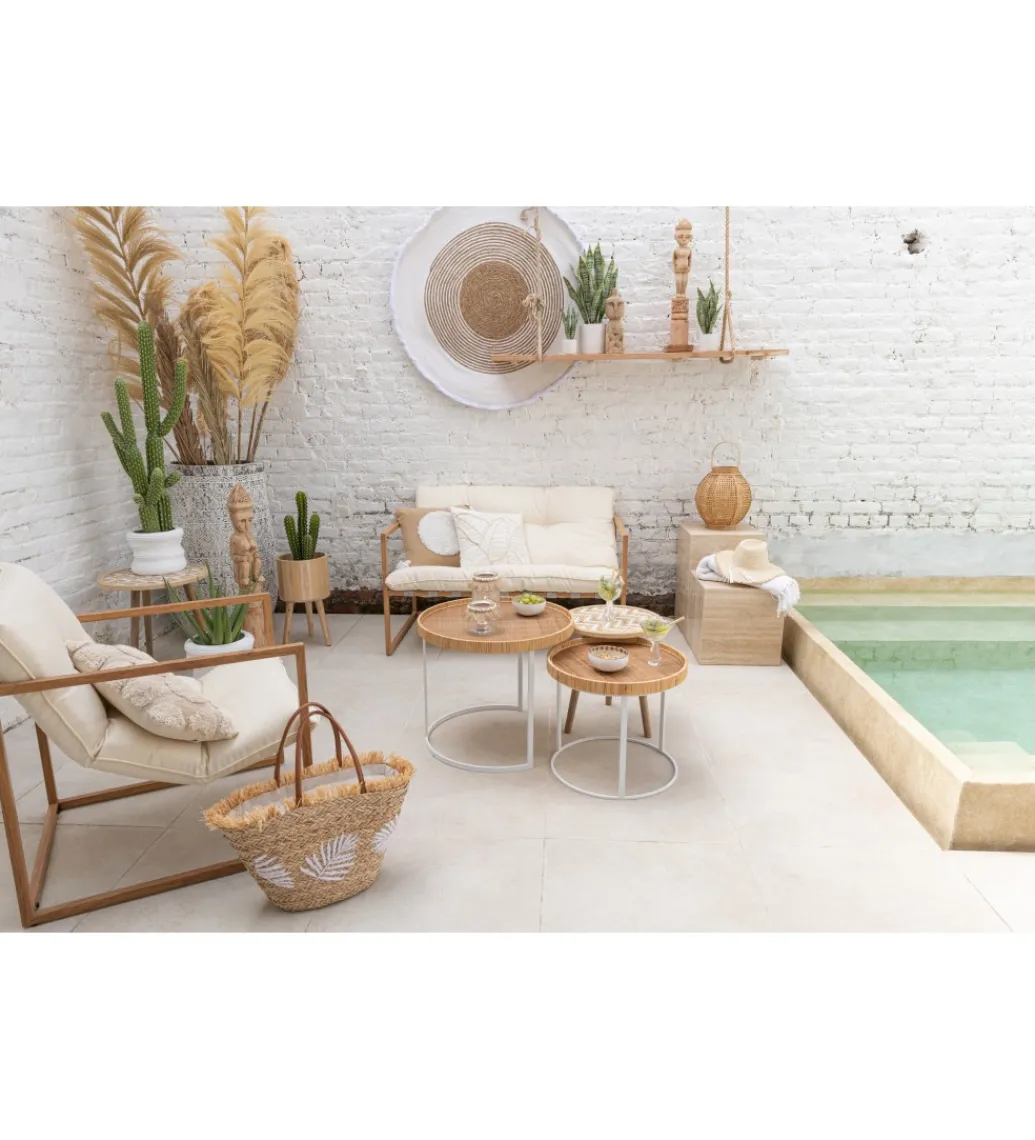 Stolik kawowy ZIGZAK set 3 rattan*J-Line Best